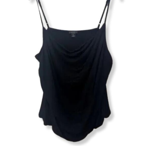 Halogen Tank Top Cowl Neck Ruched Side Adjustable Thin Straps Black Plus 3X NWOT - Picture 1 of 9